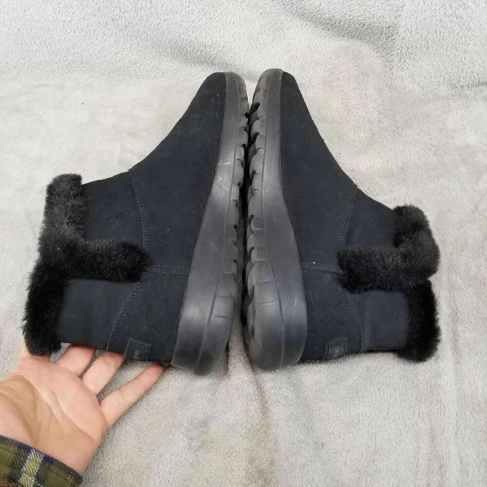 Skechers Shoes Womens Size 9 On The Go Black Suede Faux Fur Lined Ankle Booties